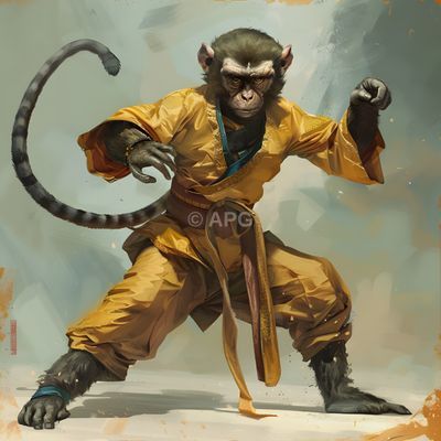 Affe in Kampfpose (Sun Wukong Stil)